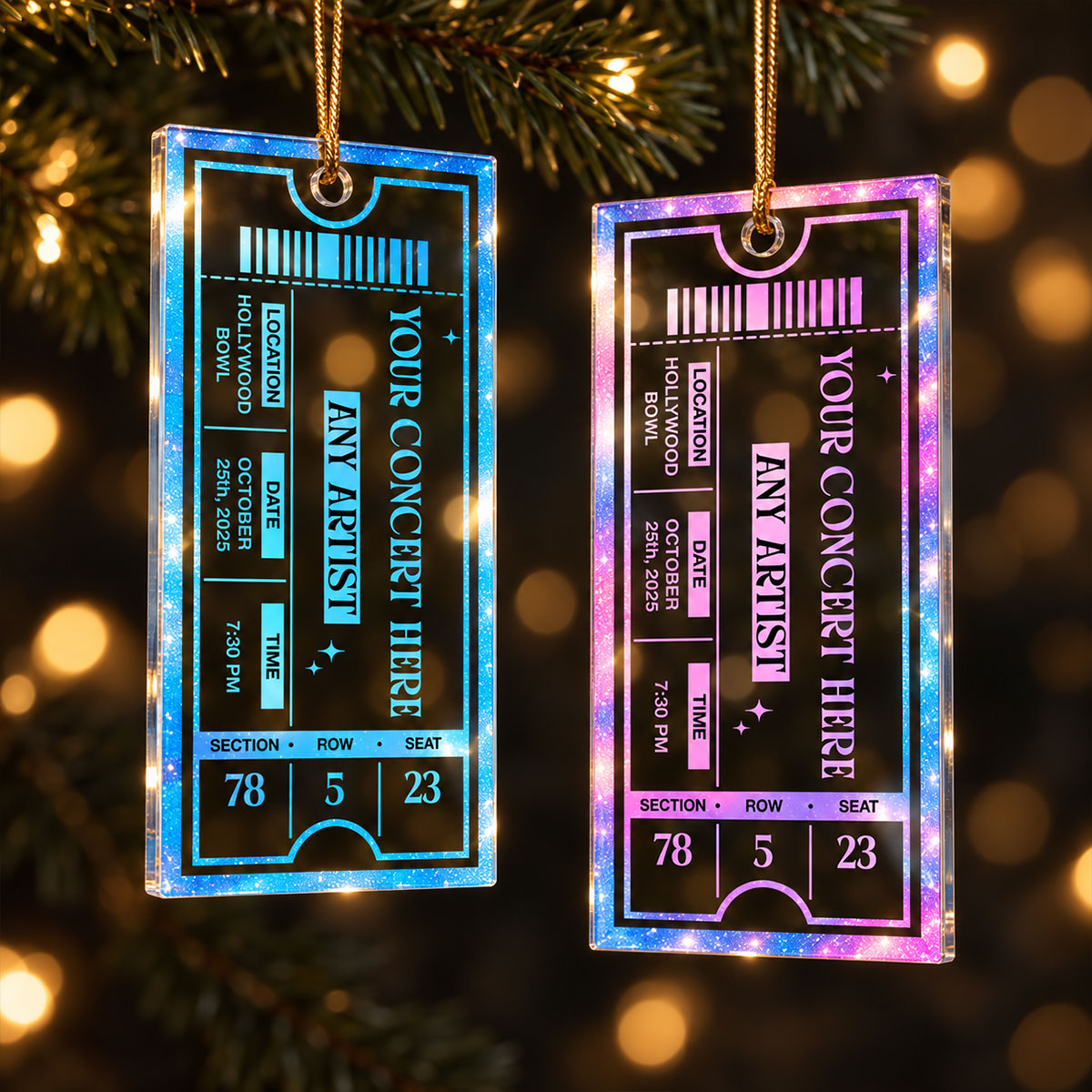 Concert Ticket - Personalized Acrylic Ornament - Music Keepsake, Gift for Couple or Friend
