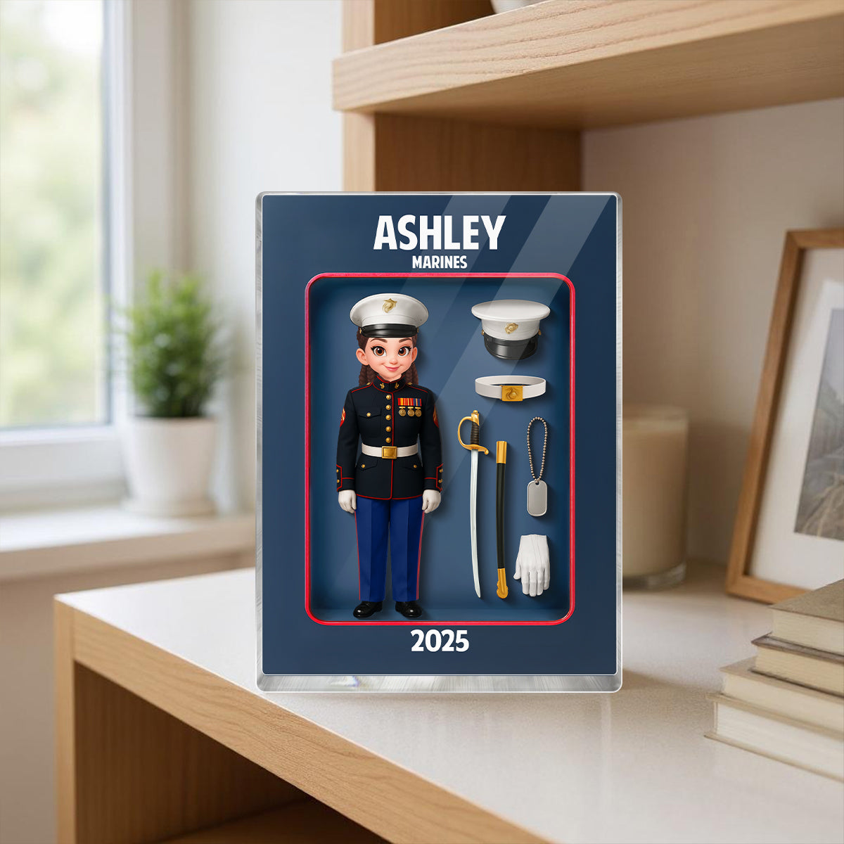 Marines Action Figure 3D Effect - Personalized Acrylic Block - Special Gift For The Marines