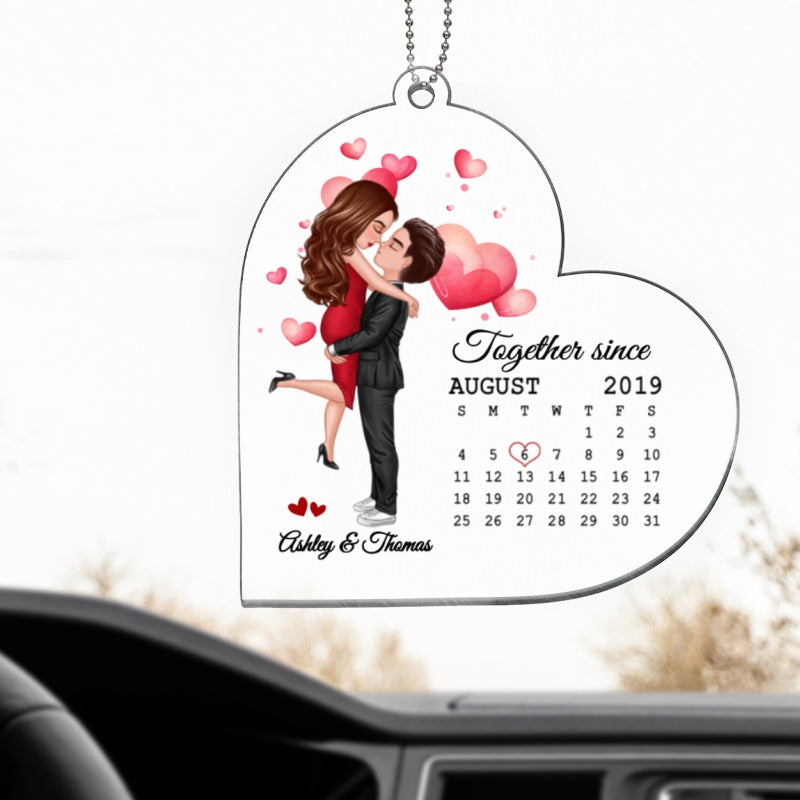 Calendar Couple Kissing Hugging Personalized Acrylic Ornament - Anniversary Gift For Couple - Gift For Him Gift For Her