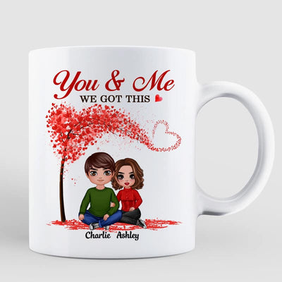 Embracing Couple Under Tree Personalized Mug