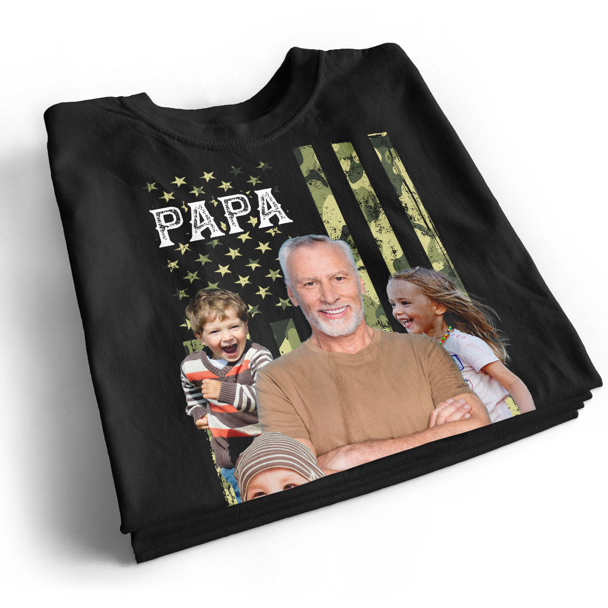 Dad Grandpa Nation Flag Photo Inserted Personalized Shirt, 4th Of July, Patriotic Gift
