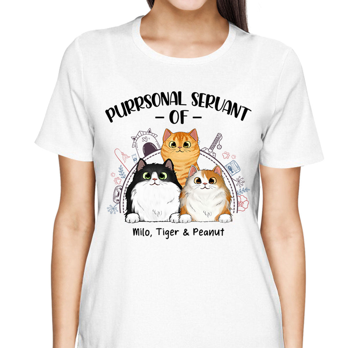 Purrsonal Servant Of Cats Sketch Things Personalized Shirt