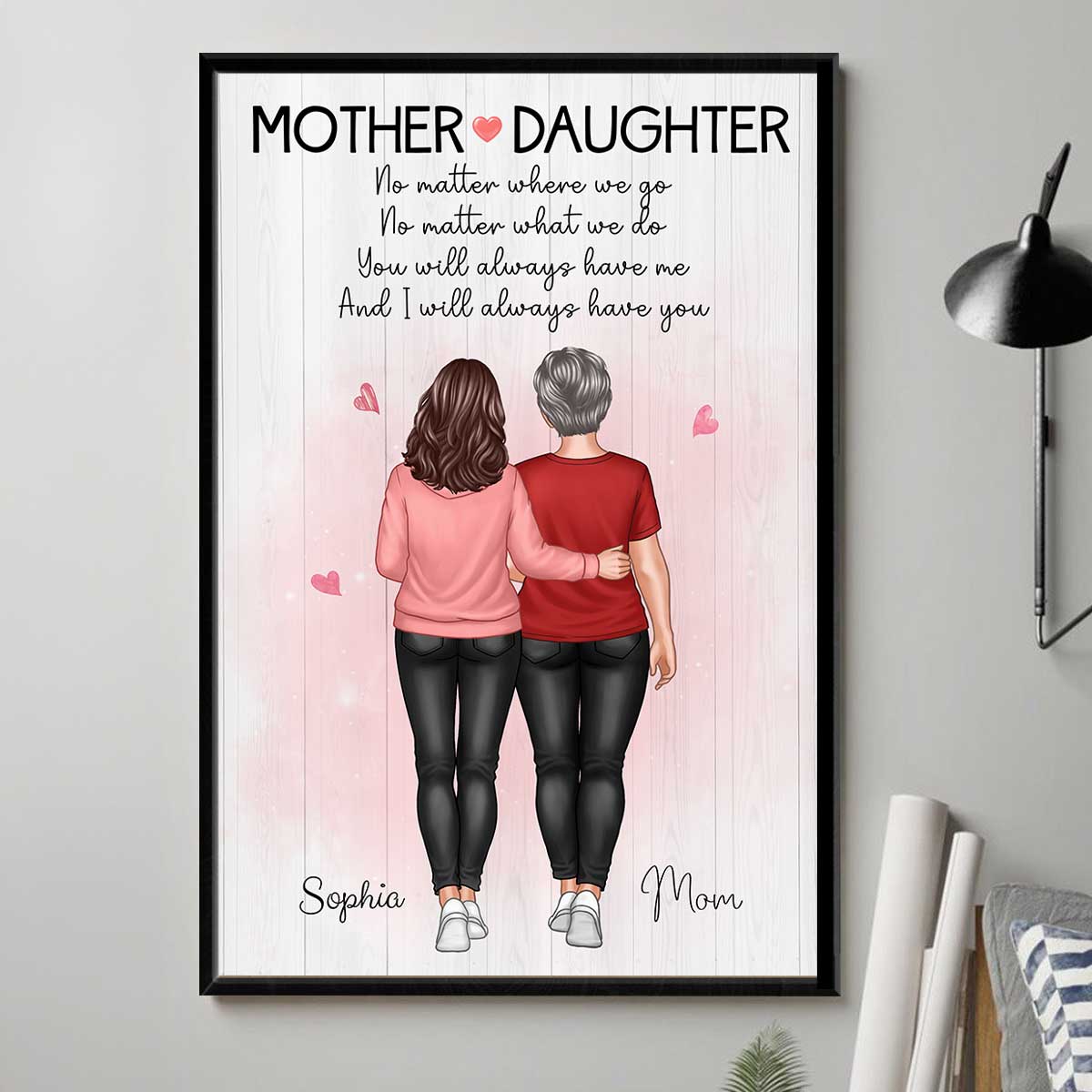 Mother And Daughter No Matter What Mother‘s Day Gift Personalized Vertical Poster
