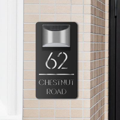 Modern Personalized House Number Address Sign With Waterproof Solar Powered LED Light, Home Decoration, Gift For Family