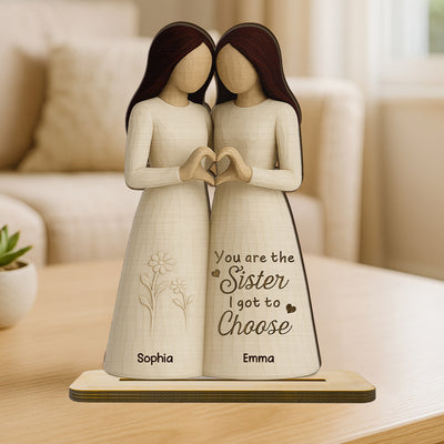 Besties Heart Hands 3D Effect Personalized Standing Wooden Plaque, Birthday Gift Friendship Gift for Besties, Best Friends