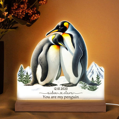 Personalized You Are My Penguin Night Light, Custom Couple Name LED Night Light, Anniversary Gift, Gift For Boyfriend, Gift For Her
