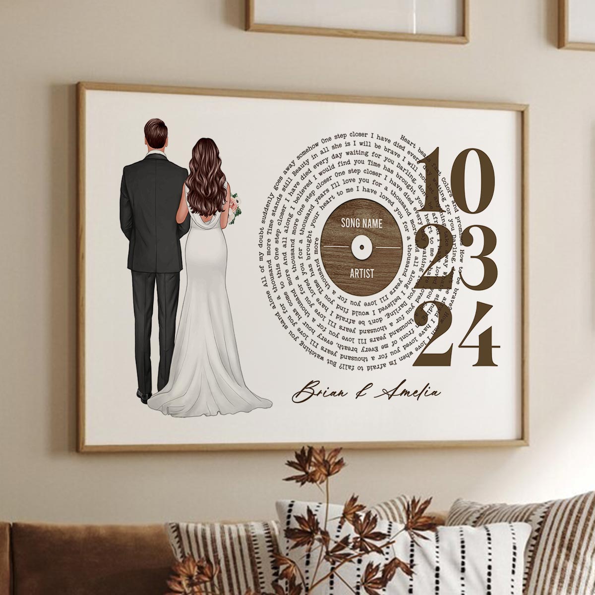 Couple Anniversay Date Custom Vinyl Lyrics Personalized Poster, Wedding Song Dance,  Gift for her & for him