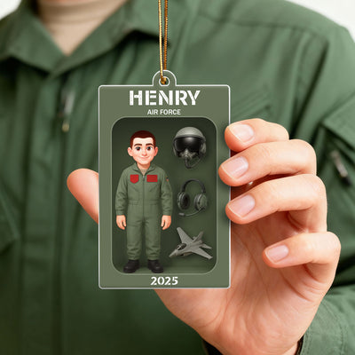 Air Force Figure 3D Effect Personalized Acrylic Ornament - Special Gift For The Air Force