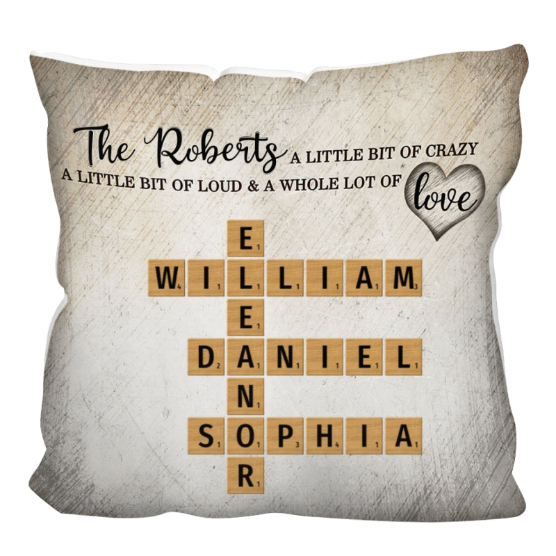 Family Whole Lot Of Love Crossword Puzzle Art - Captured In A Moment, Cherished For A Lifetime Personalized Pillow