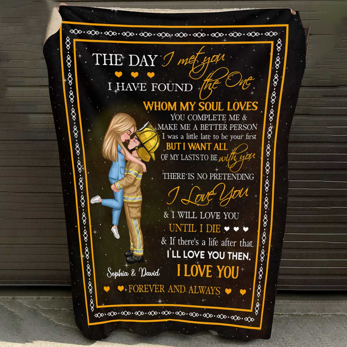 The Day I Met You Couple Valentine‘s Day Gifts by Occupation Gift For Her Gift For Him Firefighter, Nurse, Police Officer Personalized Fleece Blanket