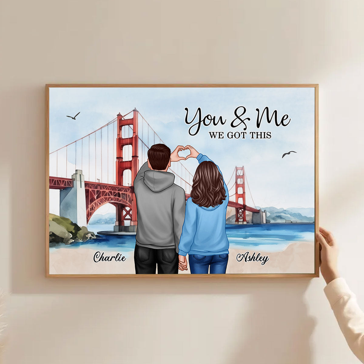 Personalized Couple Bridge Landscape Poster,  Gift, Anniversary Gift for Couples