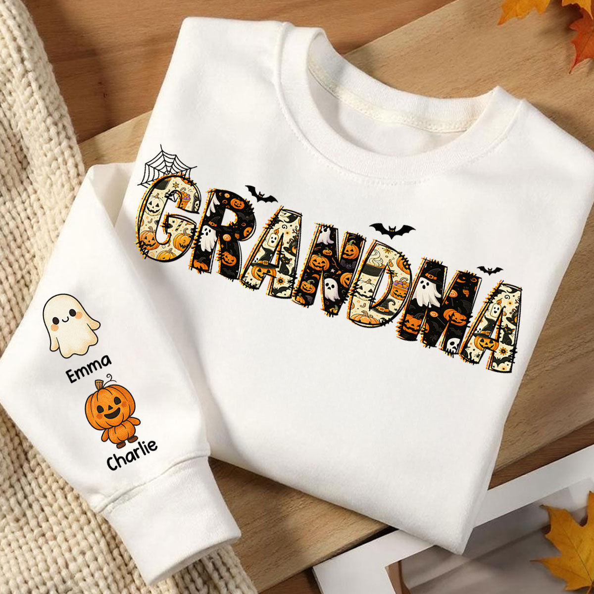 Personalized Halloween Mama Grandma Sweatshirt, Spooky Gift for Mom Grandma