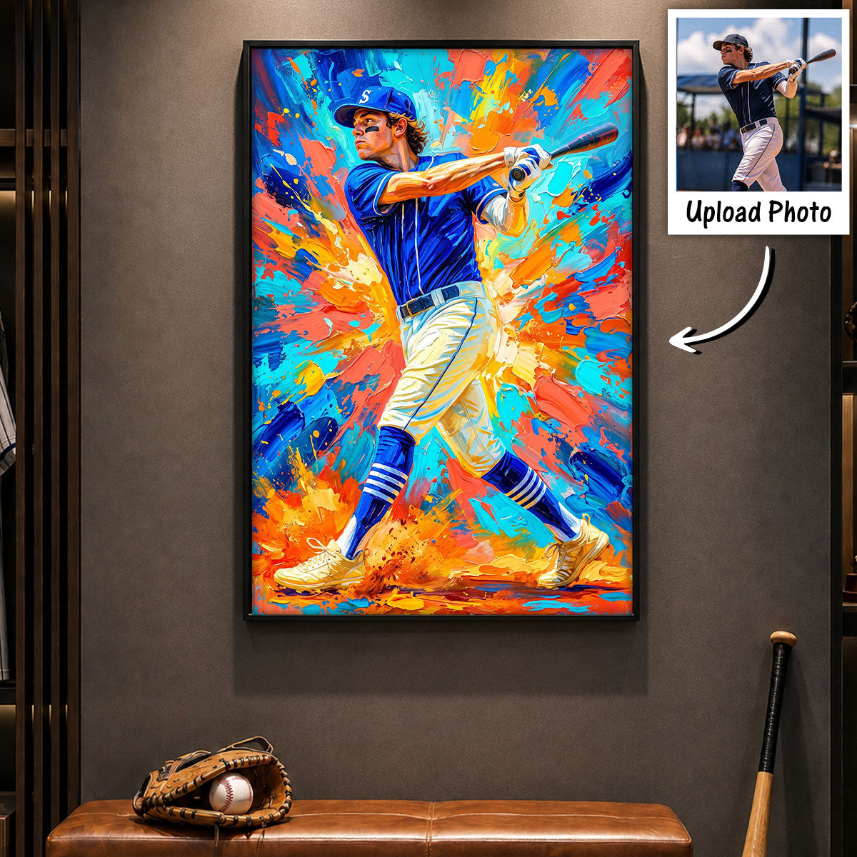 Modern Oil Painting Sport Photos Insert - Personalized Poster - Gift For Boy, Girl