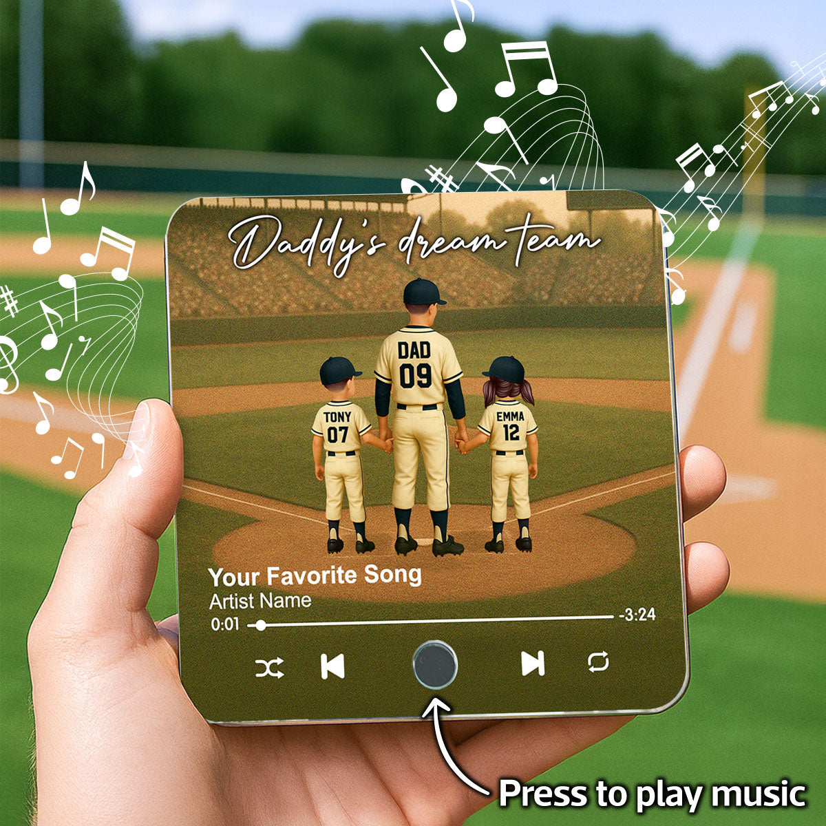 We Caught The Best Dad Man & Kids Standing Personalized Music Fridge Magnet