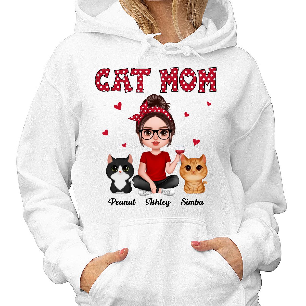 Polka Dot Pattern Realistic Doll Cat Mom Personalized Shirt