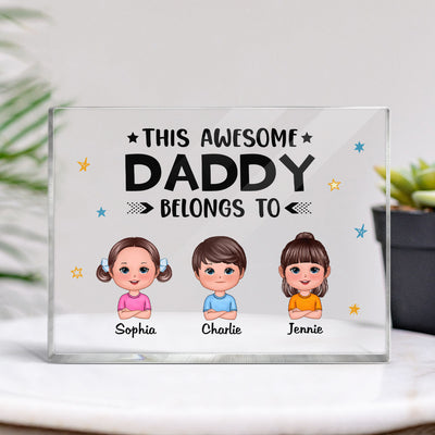 This Awesome Daddy Grandpa Belongs To Doll Kids Father‘s Day Gift Personalized Horizontal Rectangle Acrylic Block Plaque
