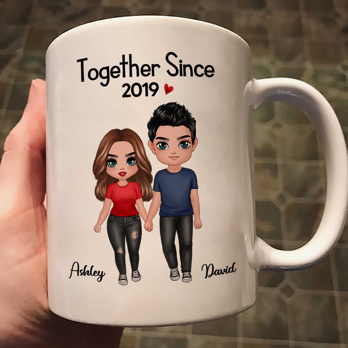 Standing Doll Couple Valentine‘s Anniversary Gift For Him Gift For Her Personalized Mug