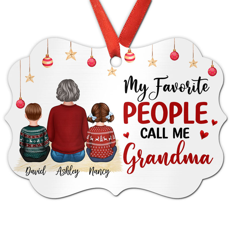 My Favorite People Call Me Grandma Personalized Christmas Ornament