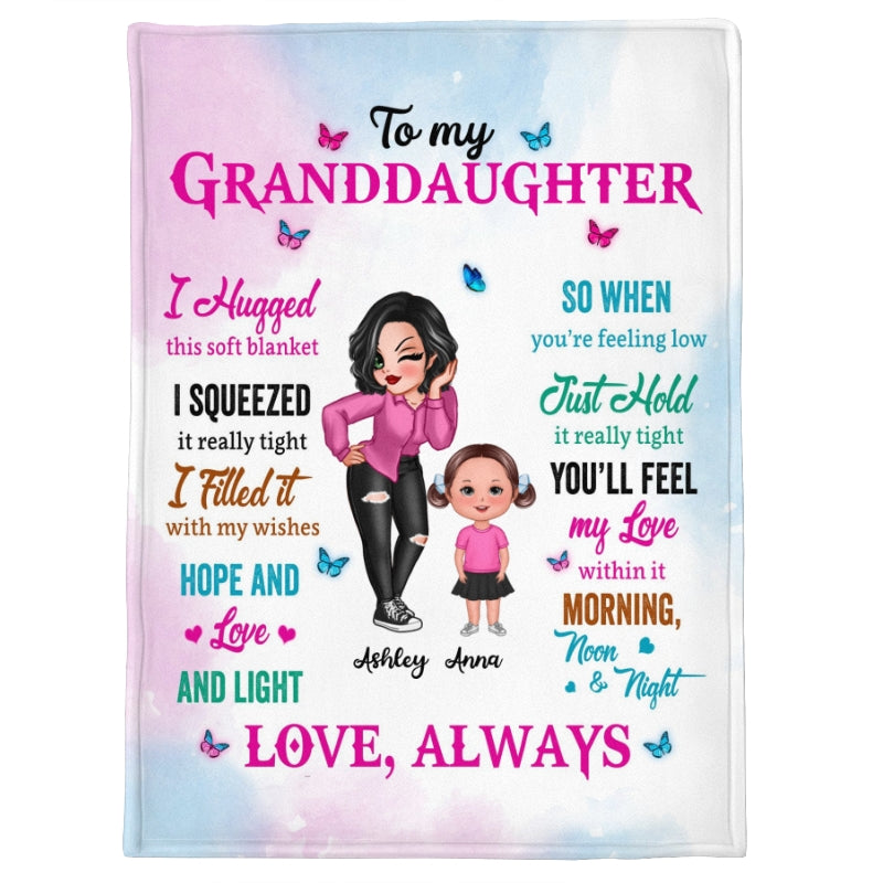 Colorful To My Granddaughter Grandson Gift Personalized Fleece Blanket