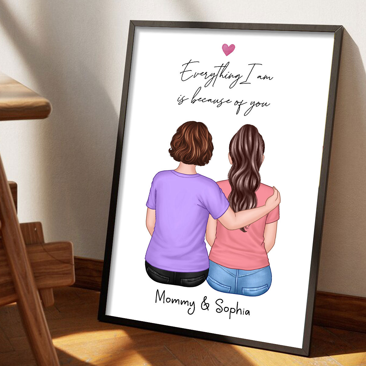 Everything I Am Is Because Of You Mother Daughter Gift Personalized Poster
