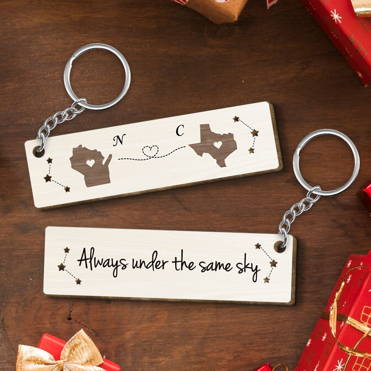 I'm Jealous Of People Who Get To See You Everyday Personalized Wooden Keychain, Christmas Brithday Just Because Gifts for Boyfriend, Girlfriend, Long Distance Relationship Gift