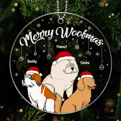 Funny Dogs Cartoon Peeking Christmas Personalized Acrylic Ornament