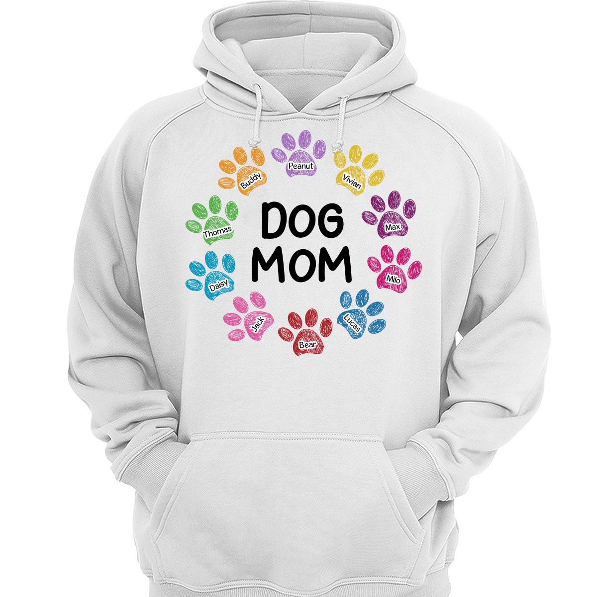 Colorful Sketch Paws Dog Mom Personalized Shirt