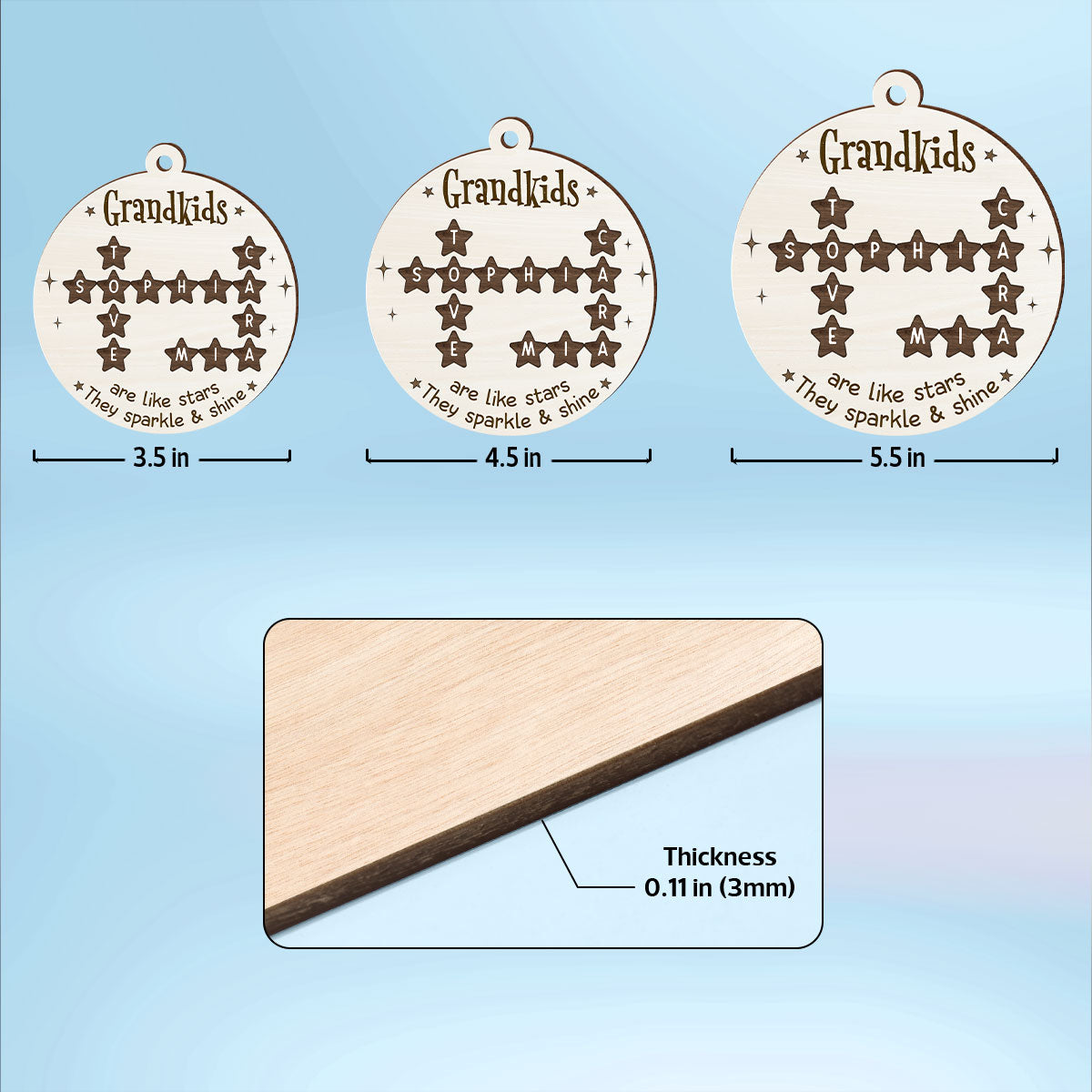 Grandchildren Are Like Stars Crossword Puzzle Personalized Wooden Ornament