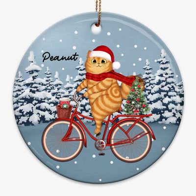 Cats Christmas Bicycle Personalized Circle Ornament
