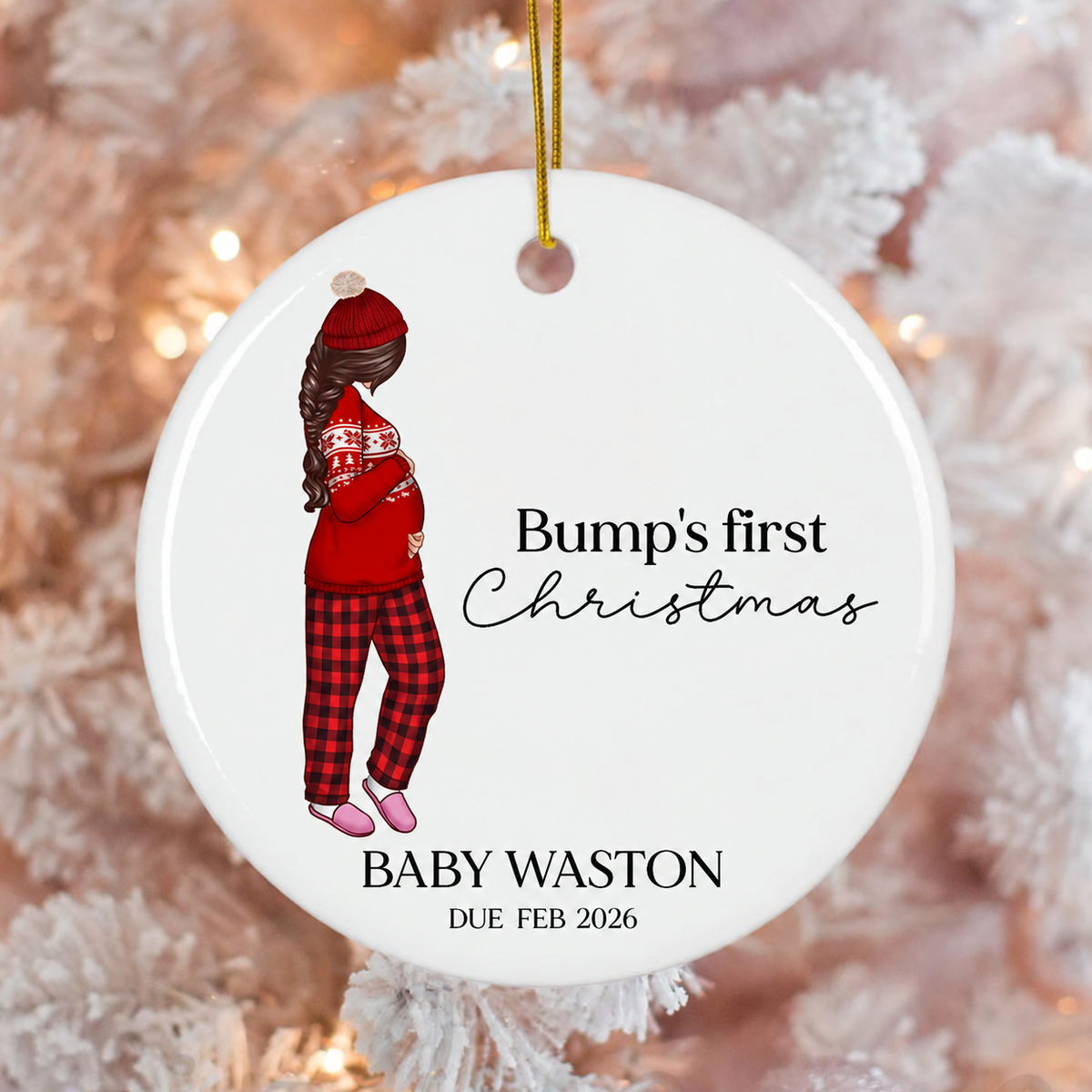 Pregnant Mom Baby Bump's First 2026 Ornament, - Personalized Ornament