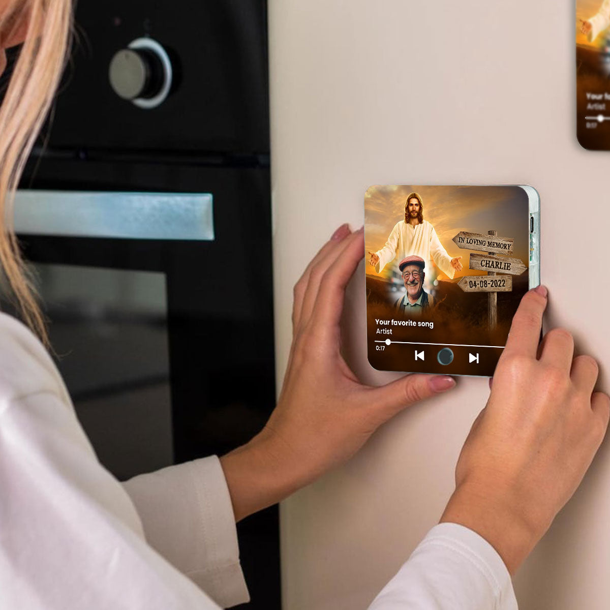 Upload Photo In Loving Memory Personalized Music Fridge Magnet, Sympathy Gift