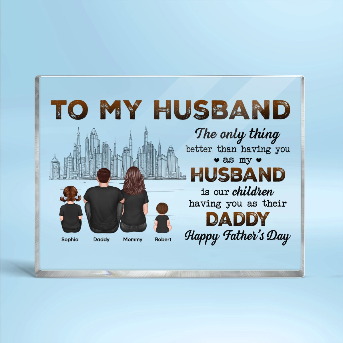 Our Children Having You As Their Daddy Personalized Rectangle Acrylic Block Plaque