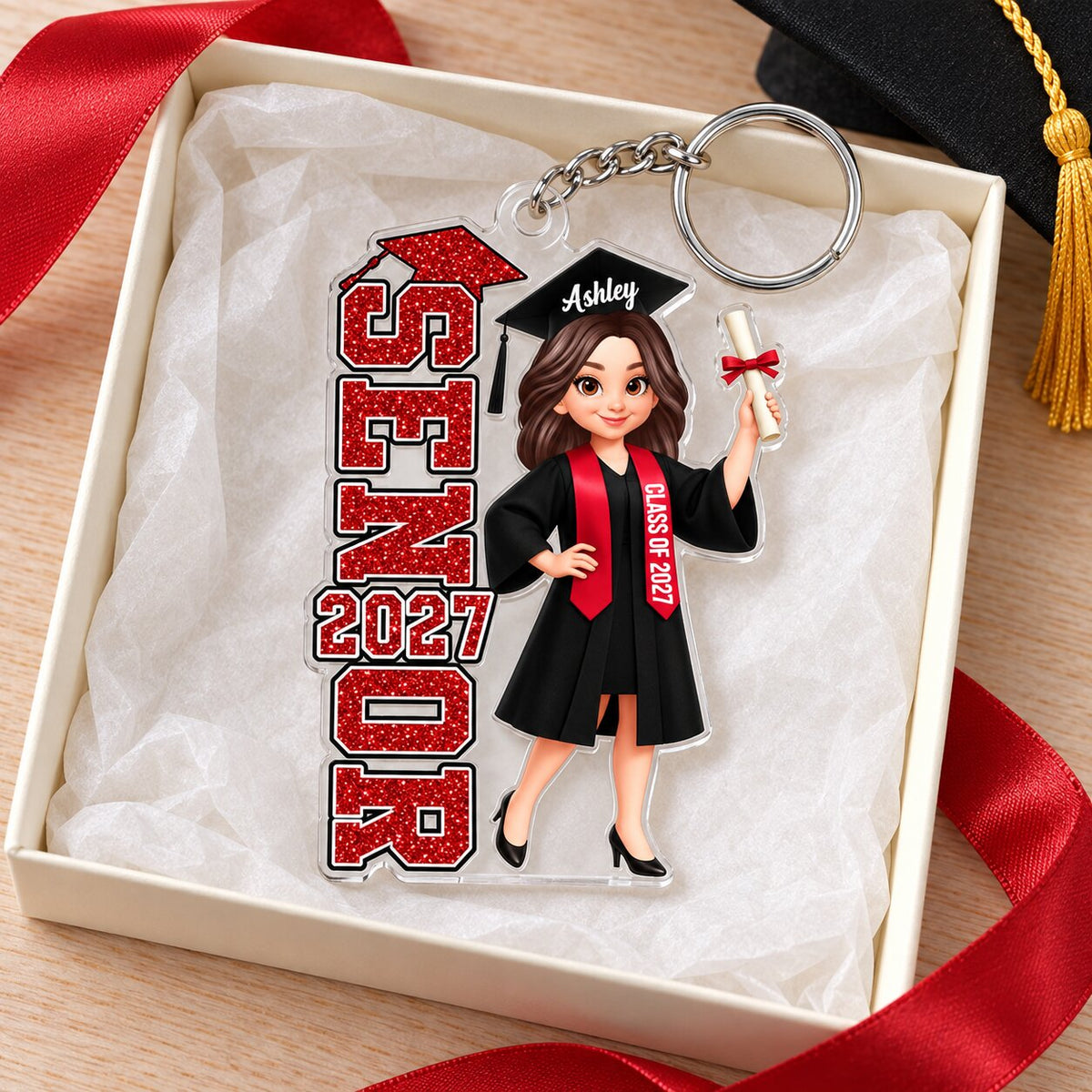 Trending Senior 2026 2027 - Personalized Acrylic Keychain - Christmas Gift For Seniors, Daughter, Son, Granddaughters, Grandsons