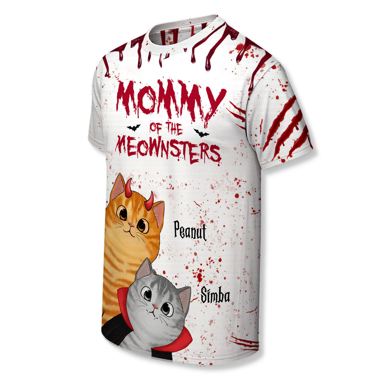 Halloween Peeking Cats Mommy Daddy Of The Meownsters Personalized 3D Shirt