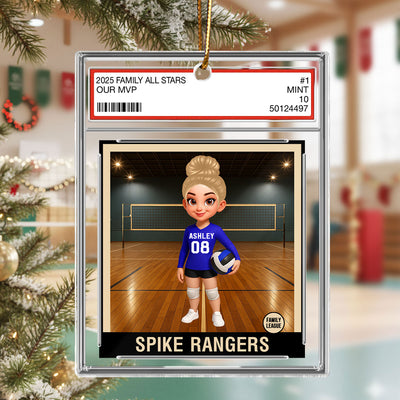 Volleyball Player All Star Trading Card Style - Personalized Acrylic Ornament - Christmas Gift For Daughter, Granddaughter
