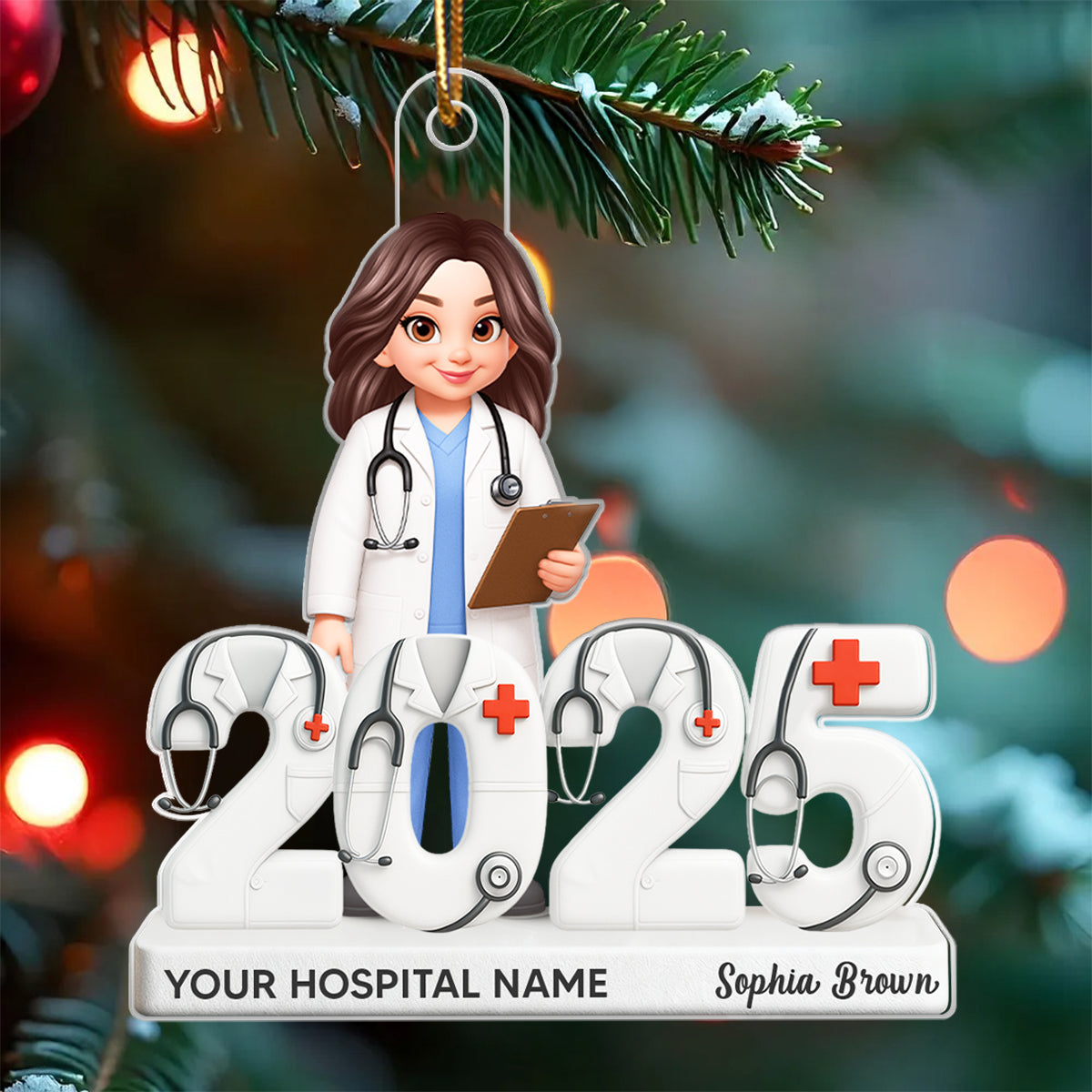 Doctor 2025 3D Effect - Personalized Acrylic Ornament - Christmas Gift for Doctors