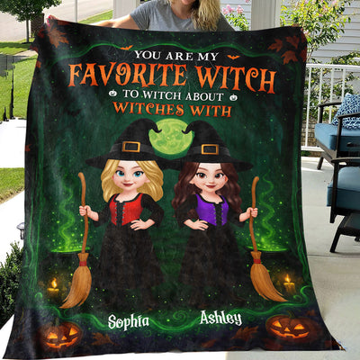 Halloween Magical Theme Witches Besties Personalized Fleece Blanket