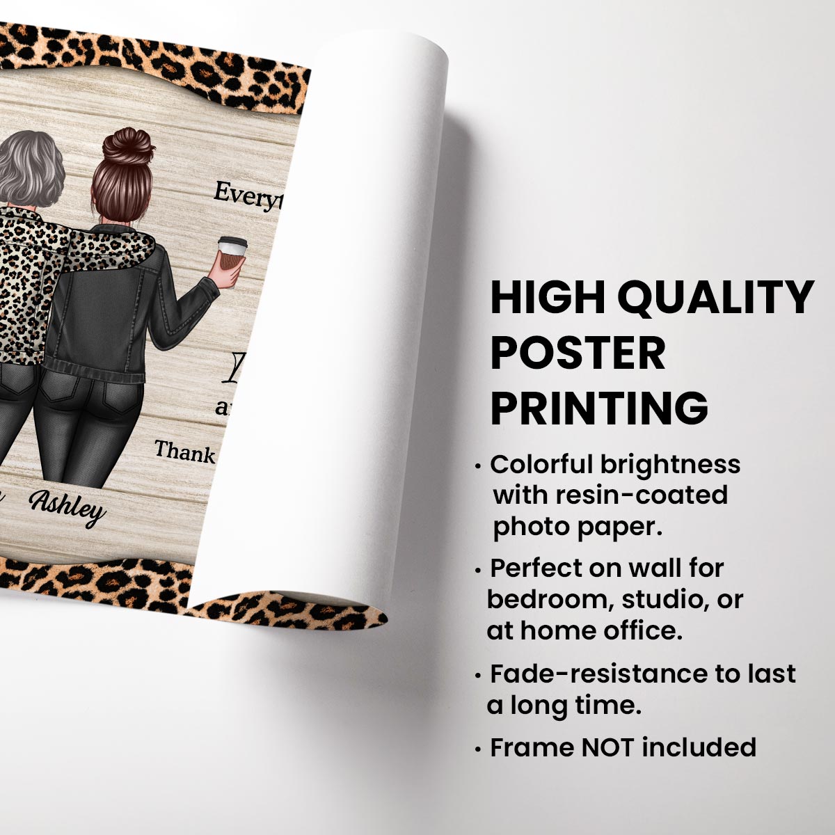 To My Mom Leopard Personalized Horizontal Poster