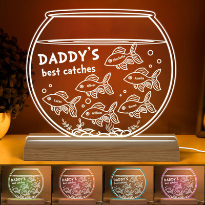 Daddy Granda Best Catch Fishing Personalized Custom Shape Warm LED Night Light