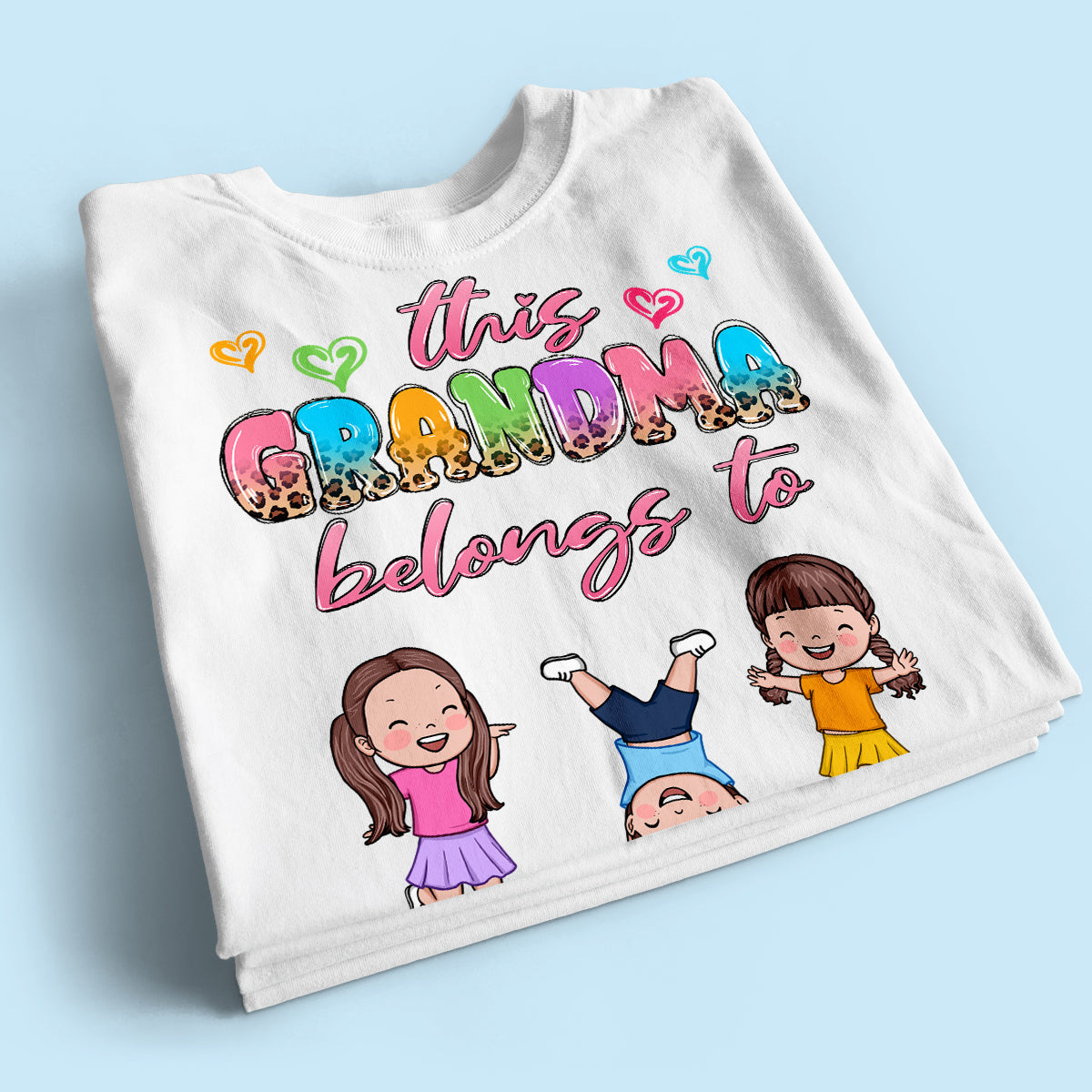 This Grandma Mom Colorful Half Leopard Cute Kids Personalized Shirt