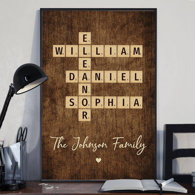 Family Crossword Art - Created In A Moment, Treasured Forever Personalized Poster
