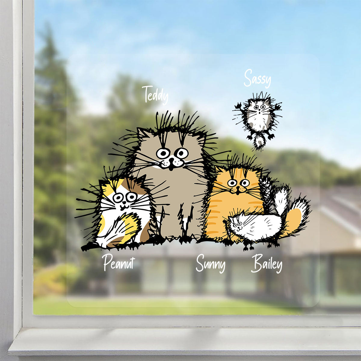 Cute Funny Cats Personalized Decal, Gift For Cat Lovers