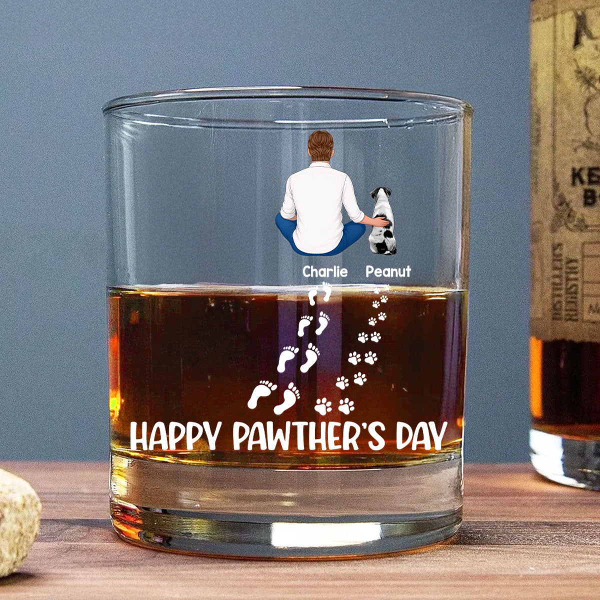 Happy Pawther's Day Dog Dad Personalized Wine Glass, Father's Day Gift for Dog Dads