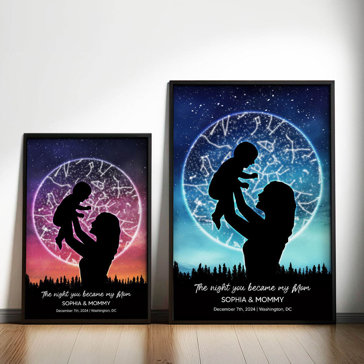 Under These Stars You Became My Mom Personalized Poster, Custom Star Map, Capture the Precious Moment, Gift, Constellation Print, Real Astronomical Data