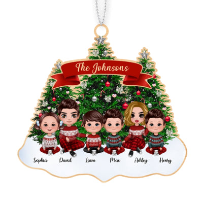 Christmas Tree Doll Family Personalized Wooden Ornament