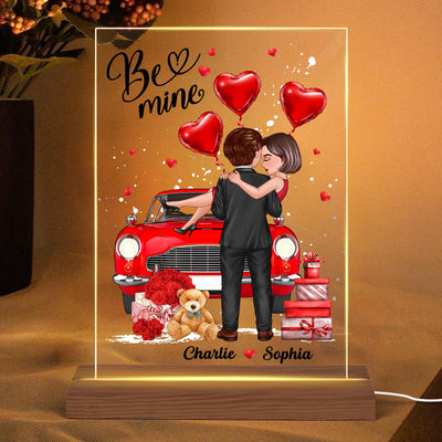 Embracing Hugging Couple Car Personalized Acrylic LED Night Light