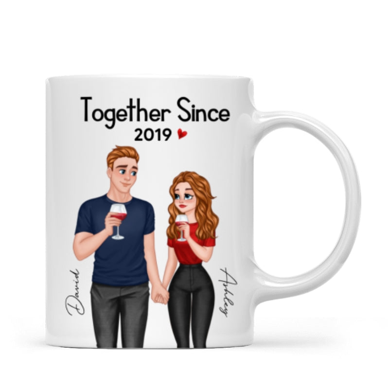 Cartoon Couple Hand In Hand Together Since Personalized Mug