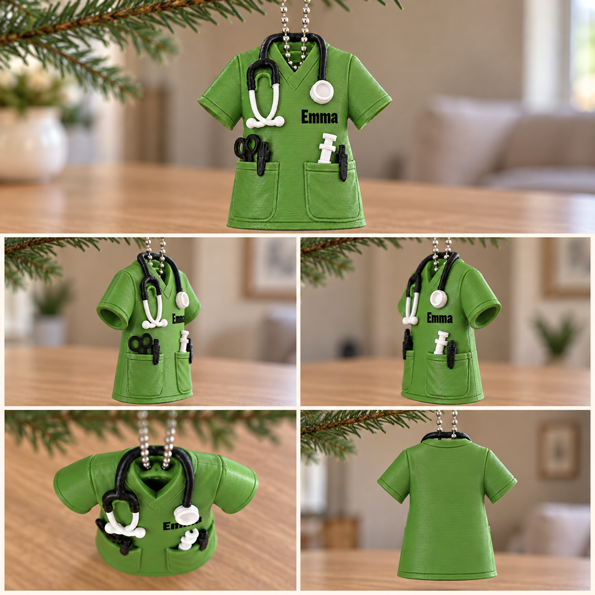 3D Printed Nurse Scrub Custom Name - Personalized 3D Ornament - Christmas Gift For Nurse, RN