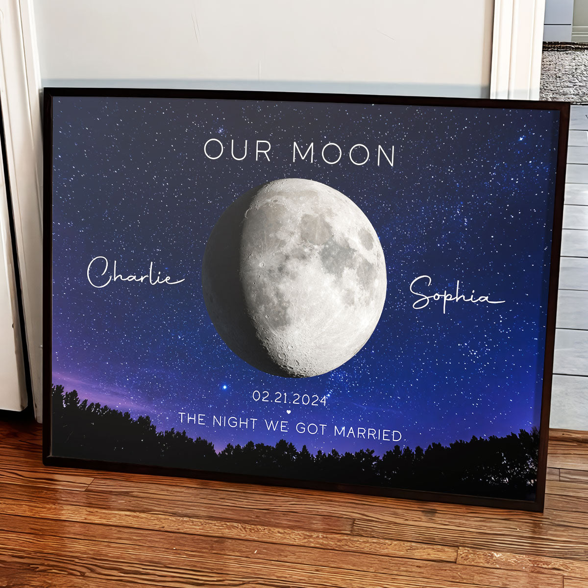 Our Moon Couple Gift Moon Phase Art Anniversary for Wife, Gift for Husband Wedding Anniversary - Personalized Poster - Gift For Husband Dad Grandpa