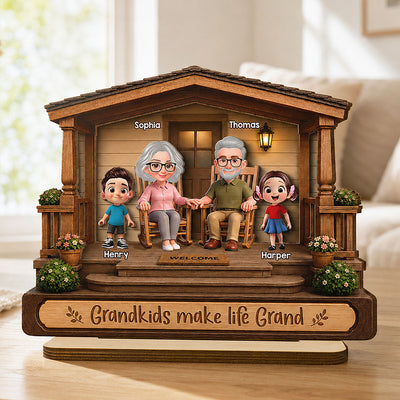 There's No Place Like Grandparents' House 2D Flat - Personalized 2-Layered Wooden Plaque - Home Decor Gift For Grandparents